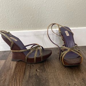 Prada ankle strap wedge